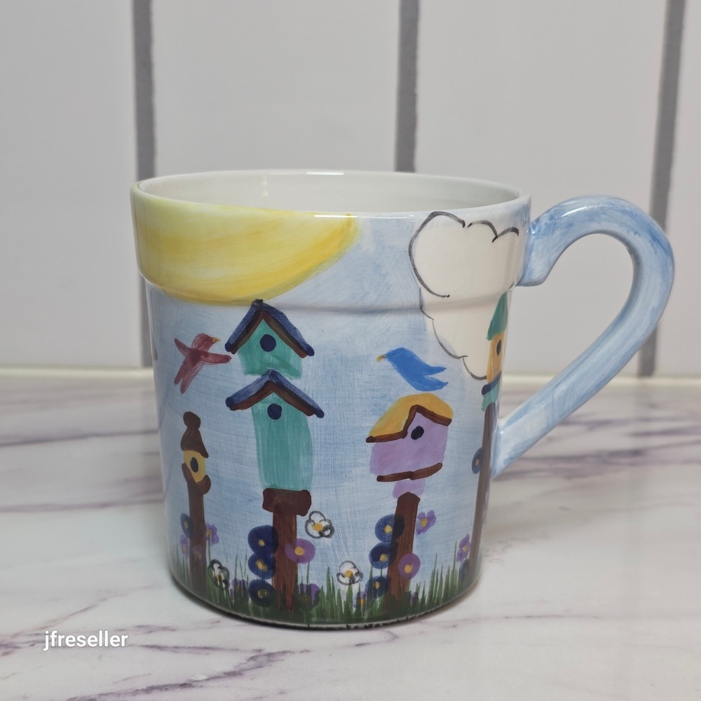 New Cracker Barrel Collectable Birdhouse Mug 1997 Vintage Ceramic Coffee Cup